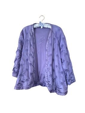 Vintage Formfit Quilted Bed Jacket Purple Textured Design Sz L Tag Satin Feel